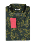 Kiton Green Yellow Cotton Shirt