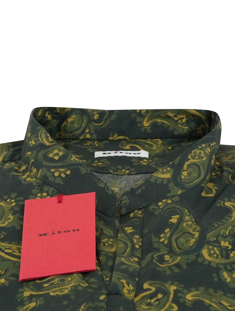 Kiton Green Yellow Cotton Shirt - view 2