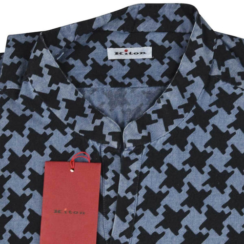 Kiton Blue Black Cotton Corean Shirt - view 2