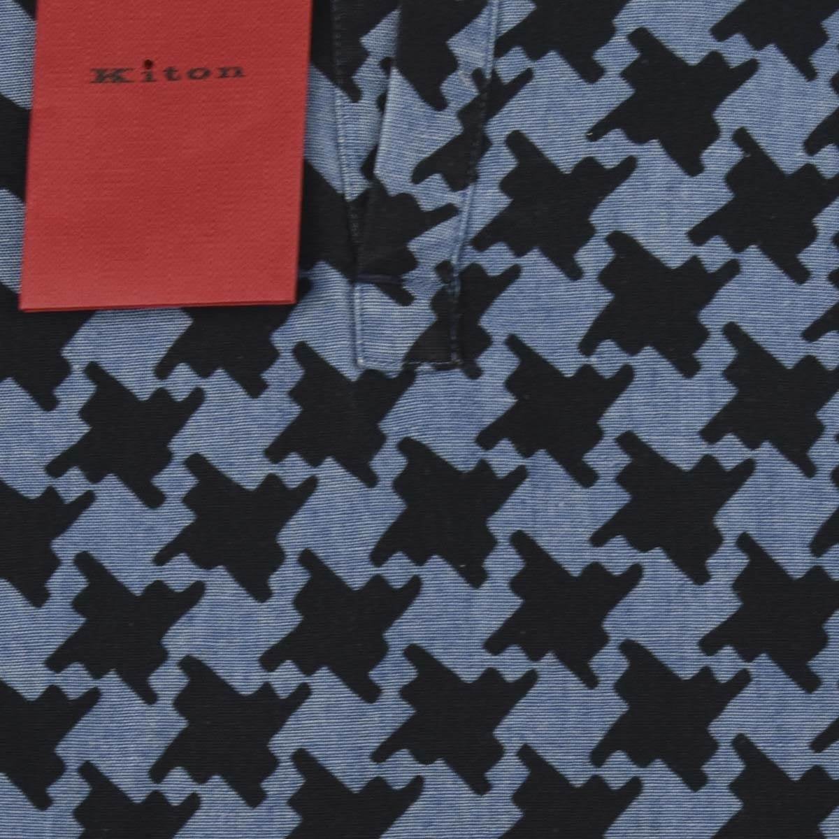 Kiton Blue Black Cotton Corean Shirt - view 6