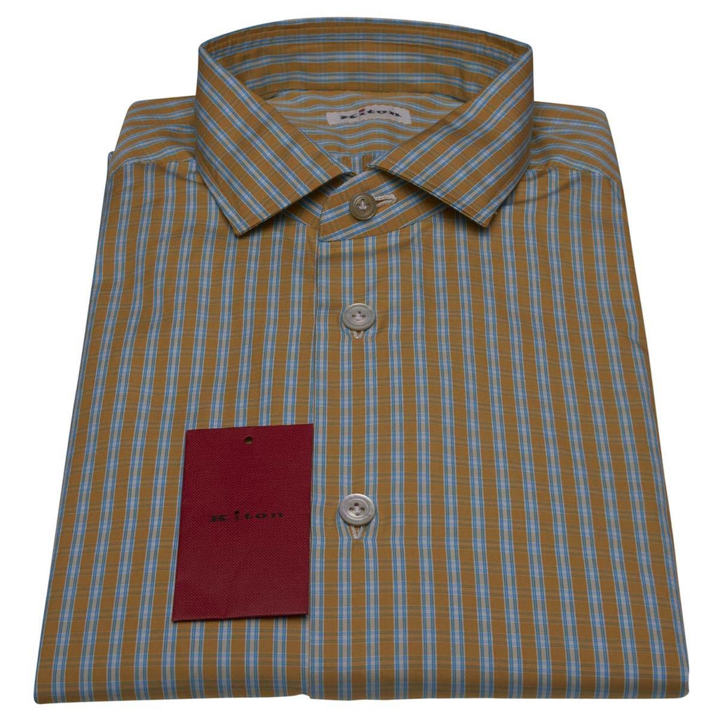 Kiton Blue Yellow Cotton Shirt - view 4