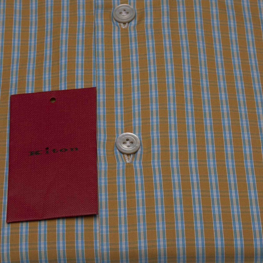 Kiton Blue Yellow Cotton Shirt - view 6