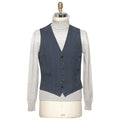 Kiton Blue Leather Calfskin Vest Blue