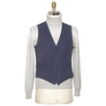 Kiton Blue Leather Calfskin Vest Blue