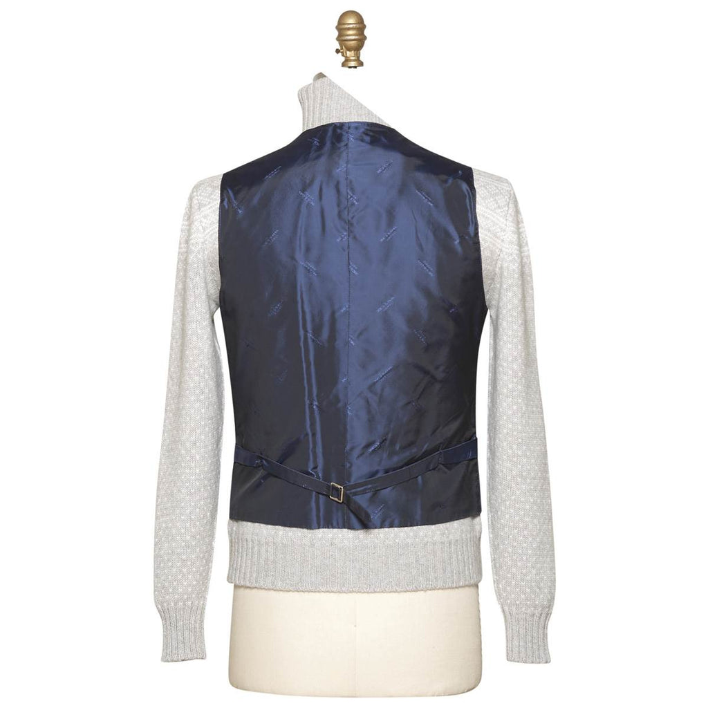 Kiton Blue Leather Calfskin Vest Blue - view 3
