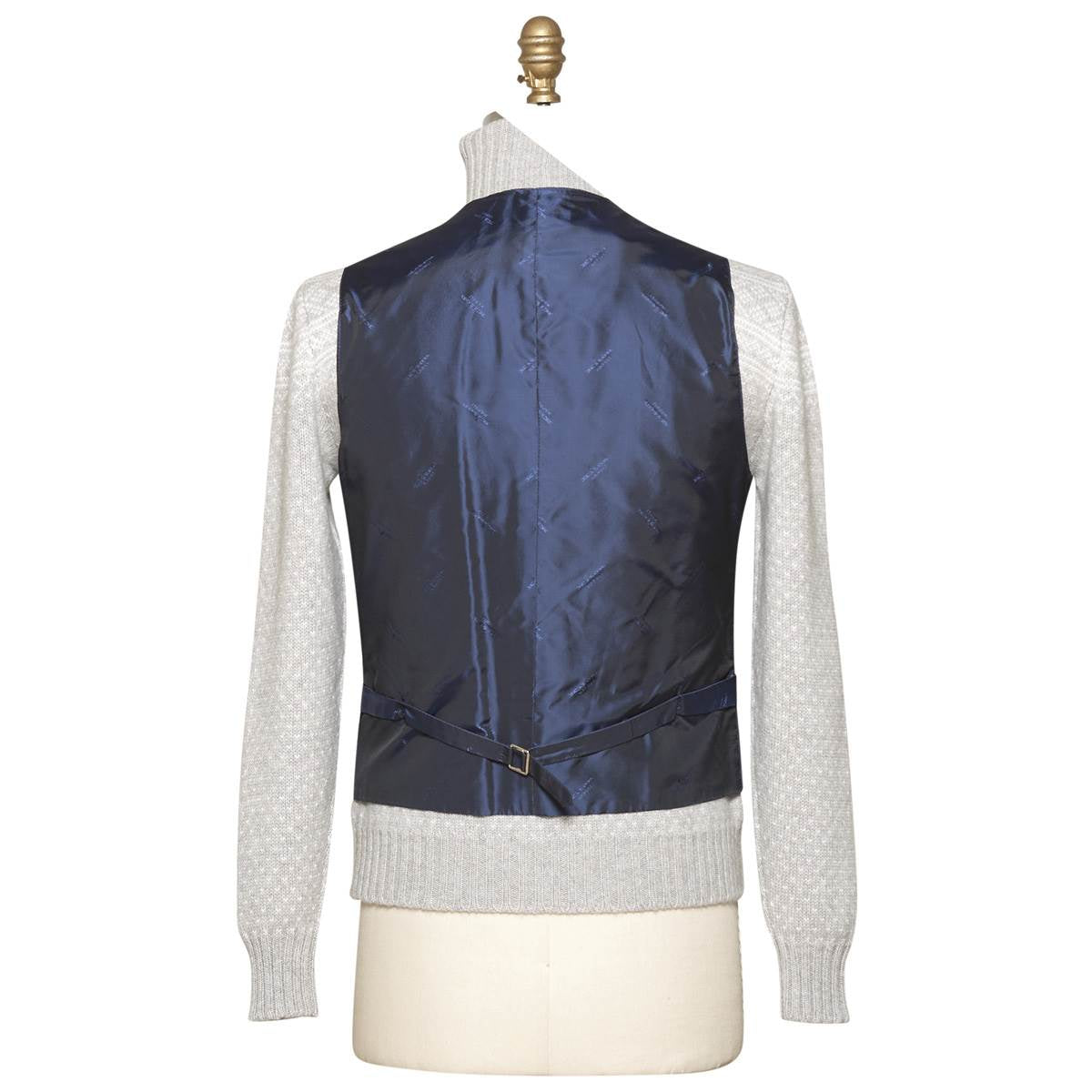Kiton Blue Leather Calfskin Vest Blue - view 3