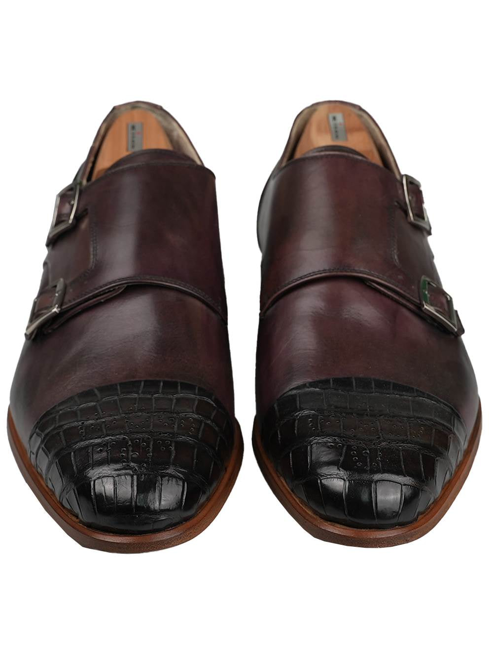 Kiton Brown Leather Crocodile Dress Shoes