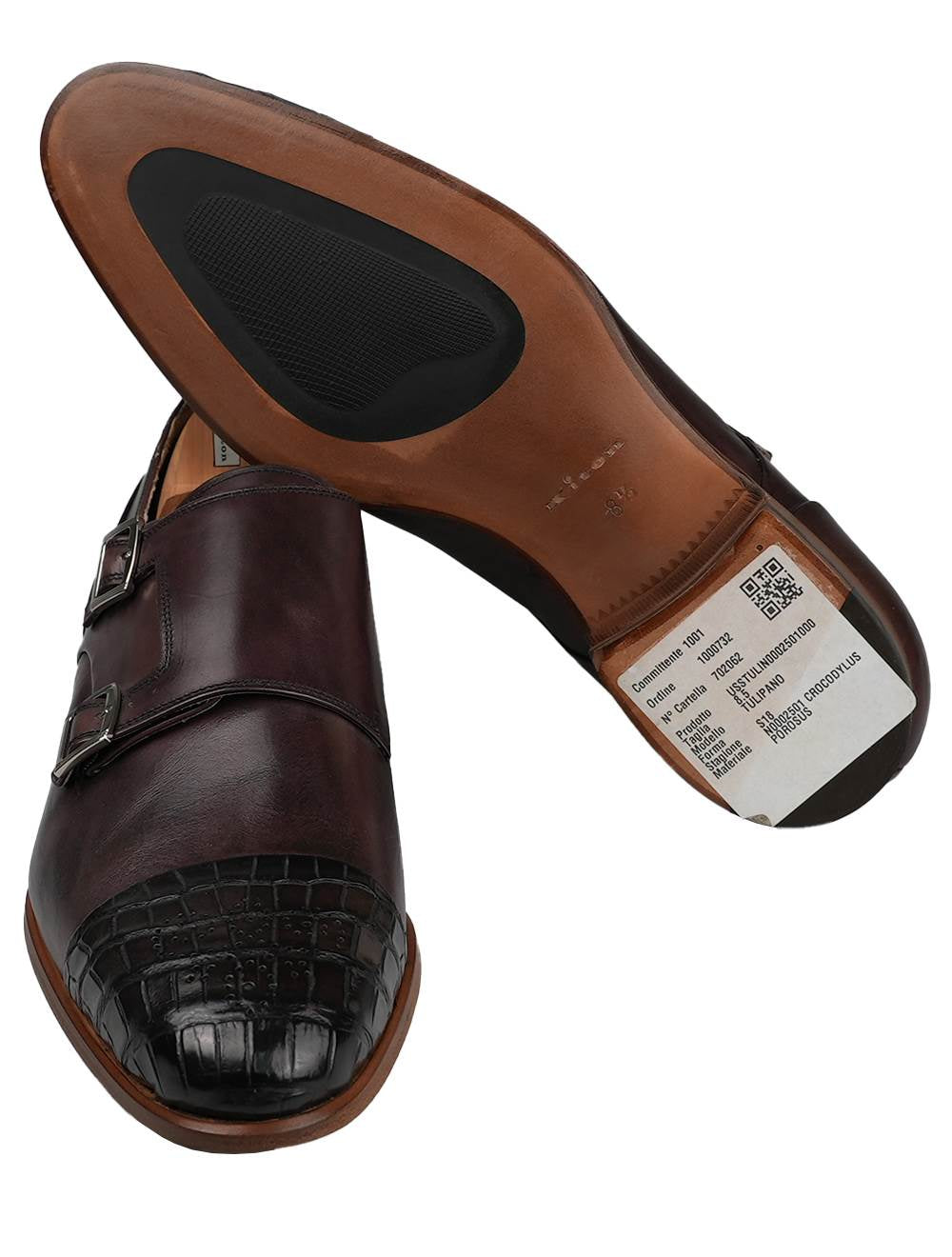 Kiton Brown Leather Crocodile Dress Shoes