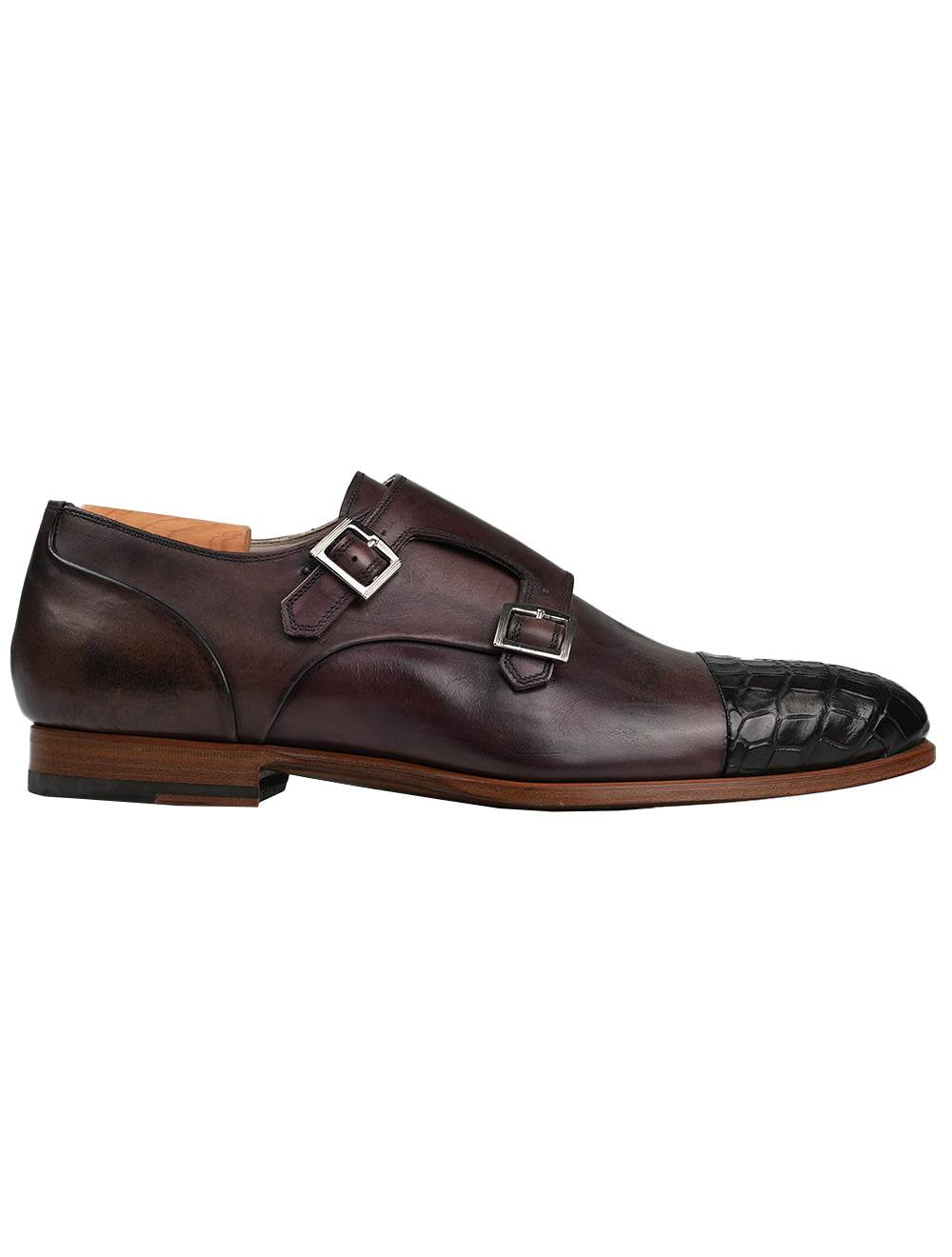 Kiton Brown Leather Crocodile Dress Shoes