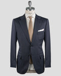 Kiton Blue Navy Virgin Wool Suit Drop 7R