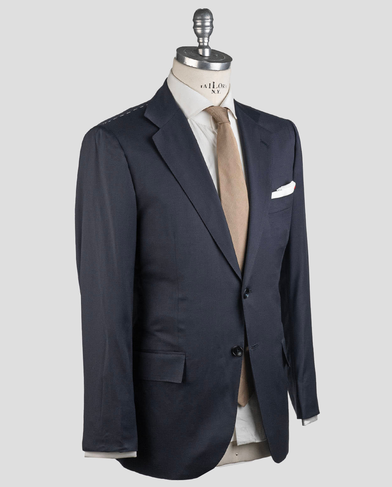 Kiton Blue Navy Virgin Wool Suit Drop 7R — view 2