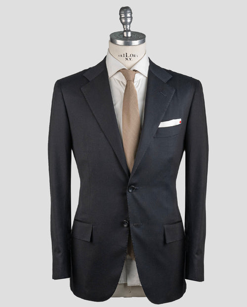 Kiton Black Virgin Wool Suit Drop 7R (300F)