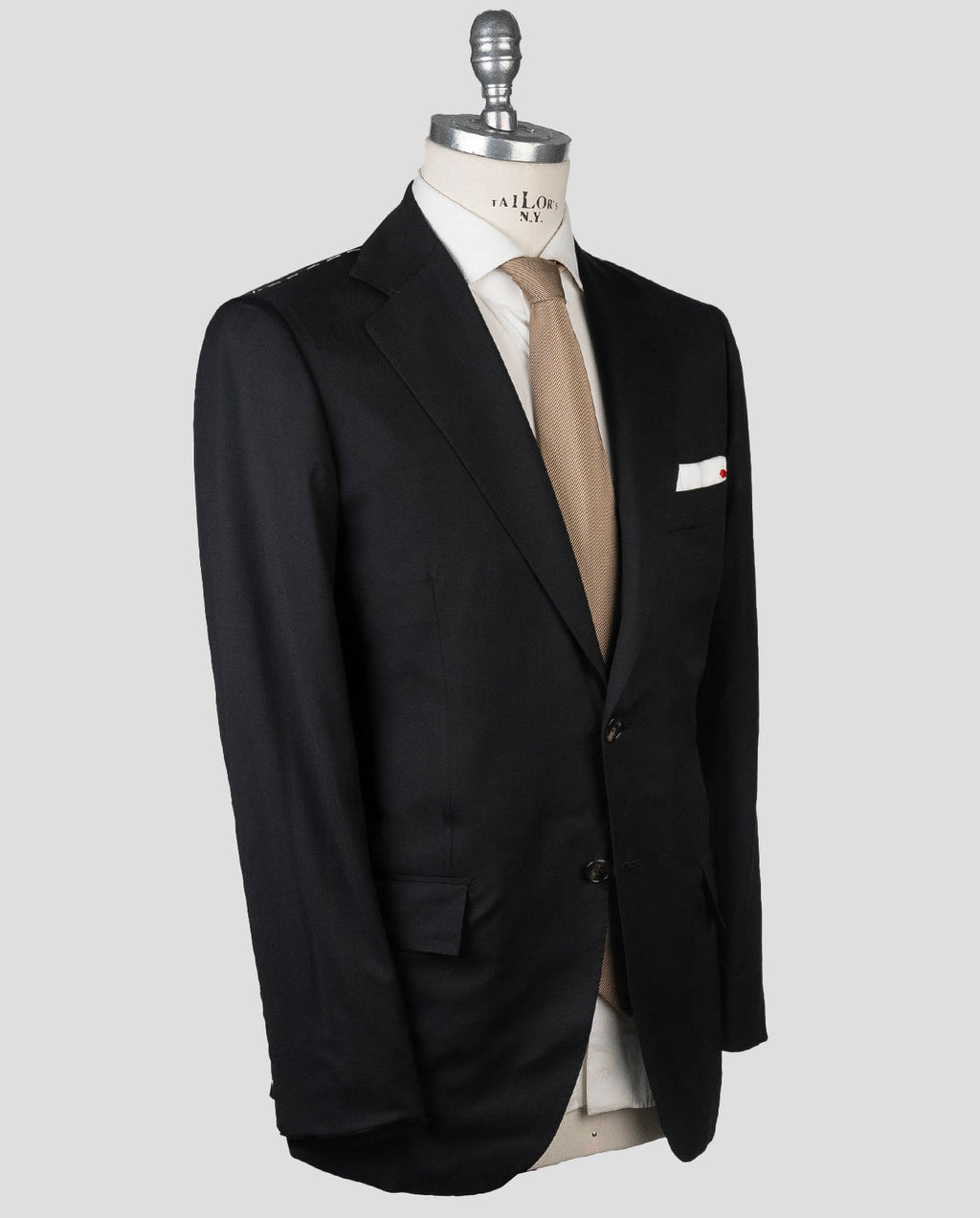 Kiton Black Virgin Wool Suit Drop 7R (5009) — view 2
