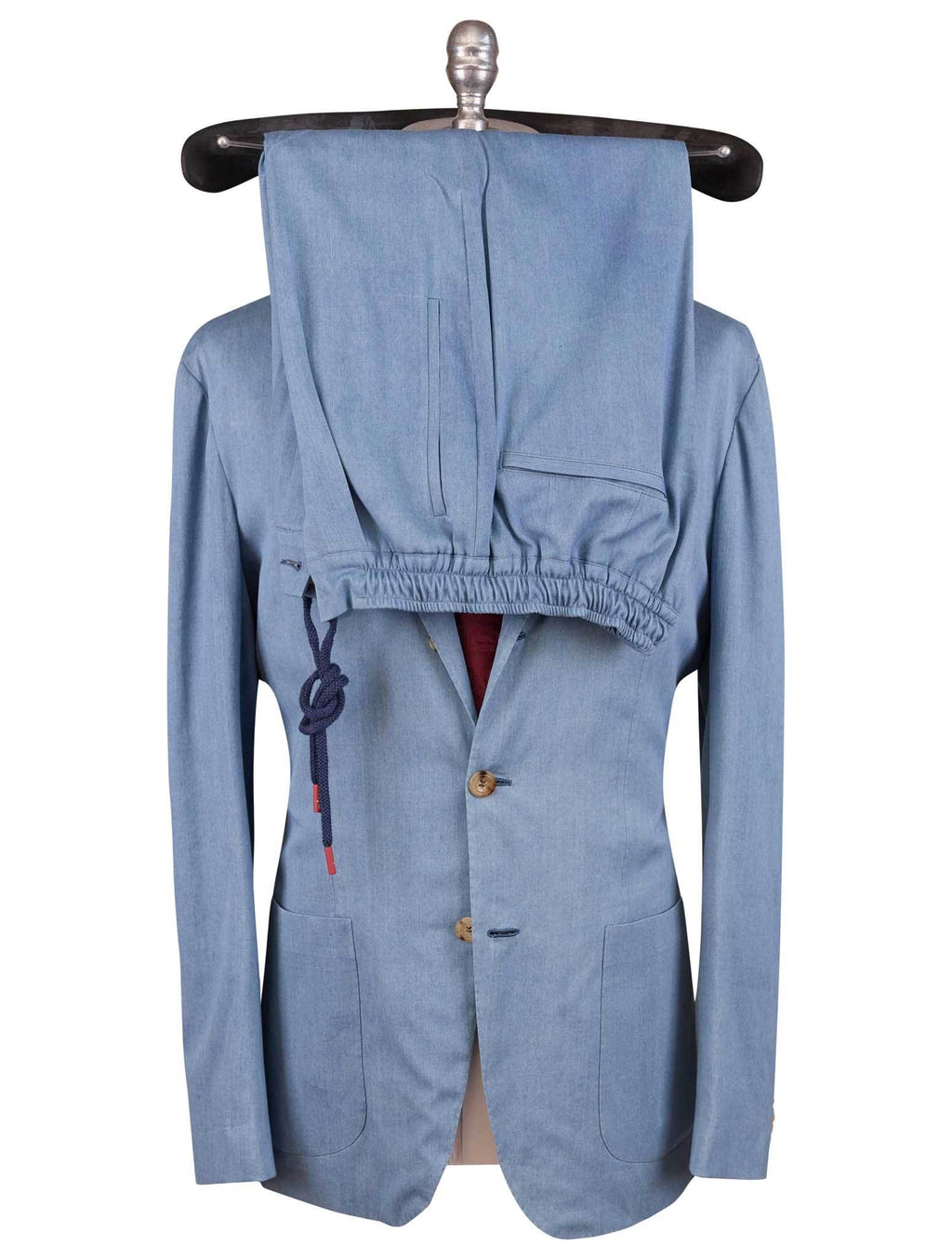 Kiton Light Blue Cotton Ea Short Pants Suit - view 2