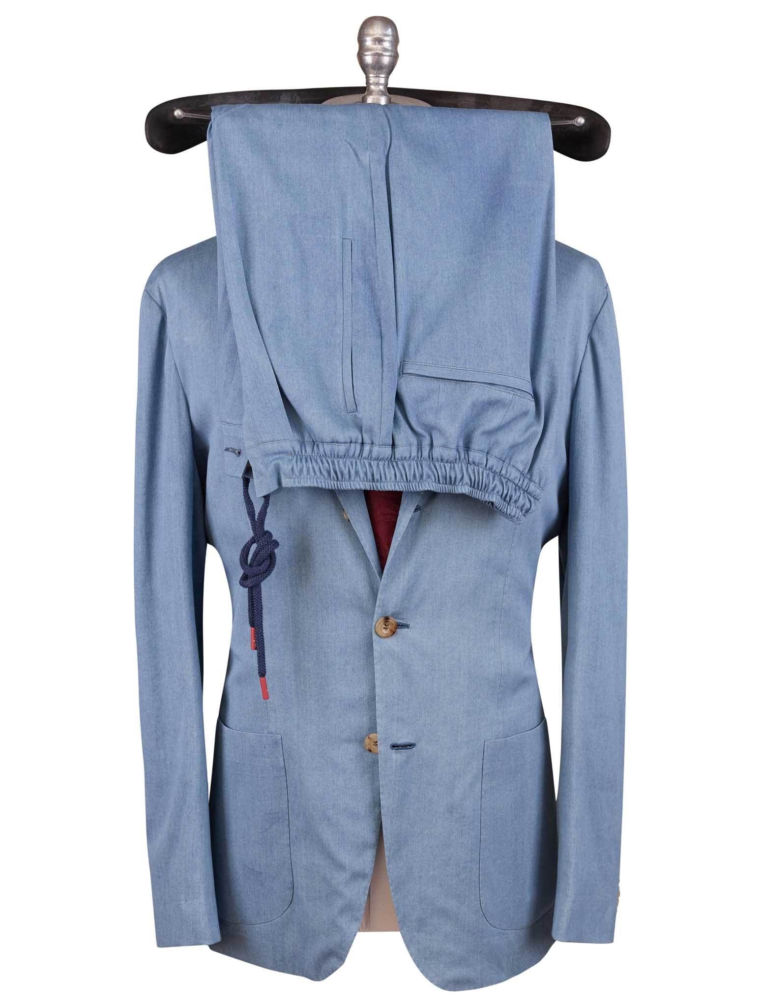 Kiton Light Blue Cotton Ea Short Pants Suit - view 2