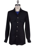 Kiton Blue Virgin Wool Viscose Shirt