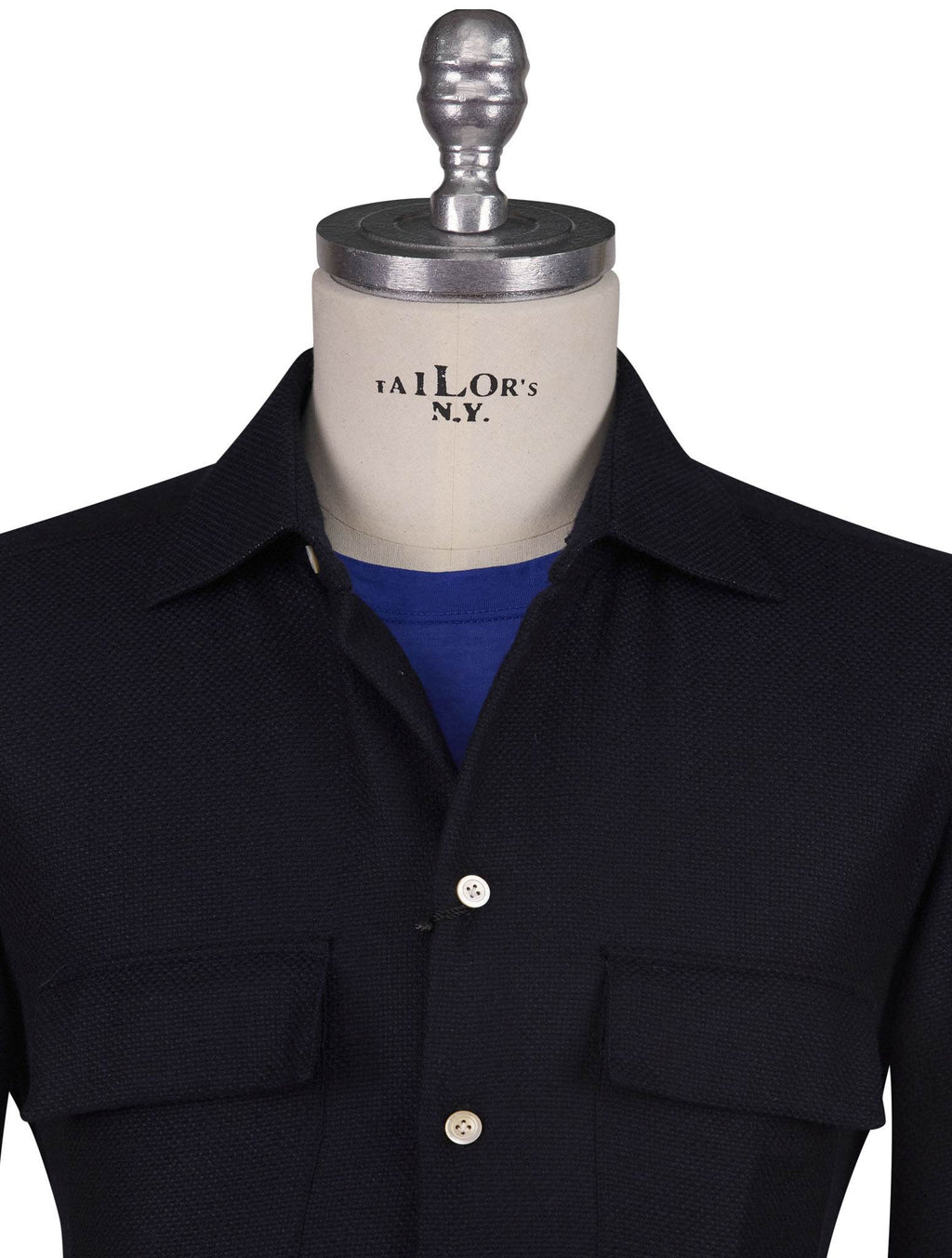 Kiton Blue Virgin Wool Viscose Shirt - view 5