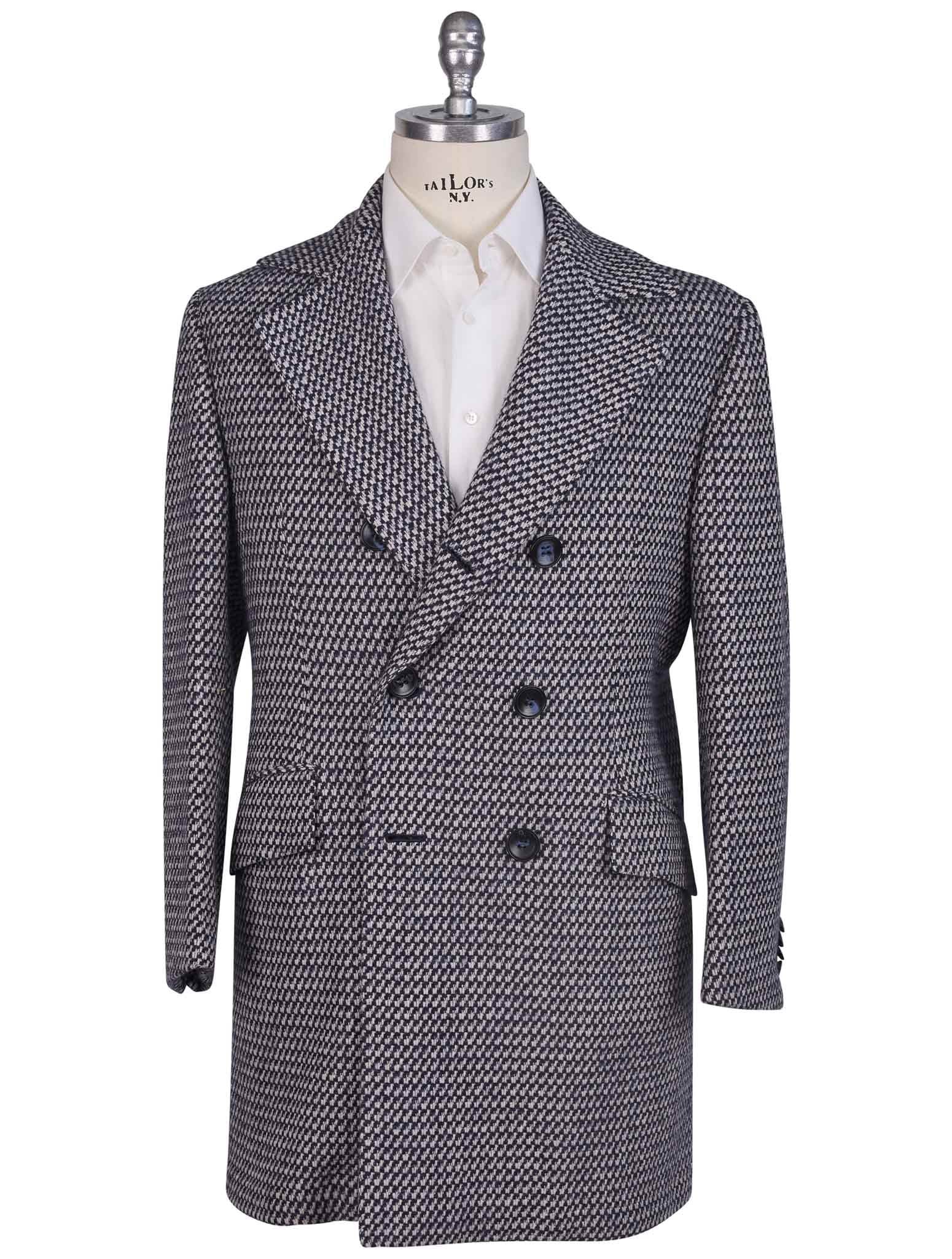 Kiton Blue White Virgin Wool Silk Overcoat - view 4