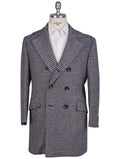 Kiton Blue White Virgin Wool Silk Overcoat