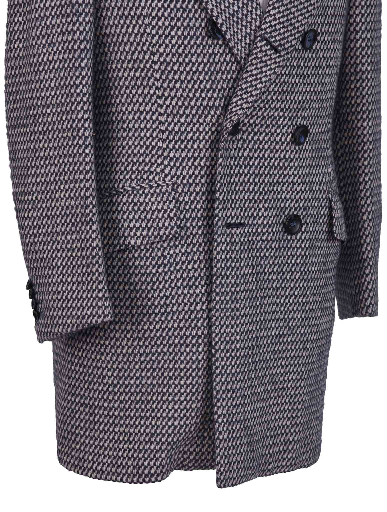 Kiton Blue White Virgin Wool Silk Overcoat - view 6