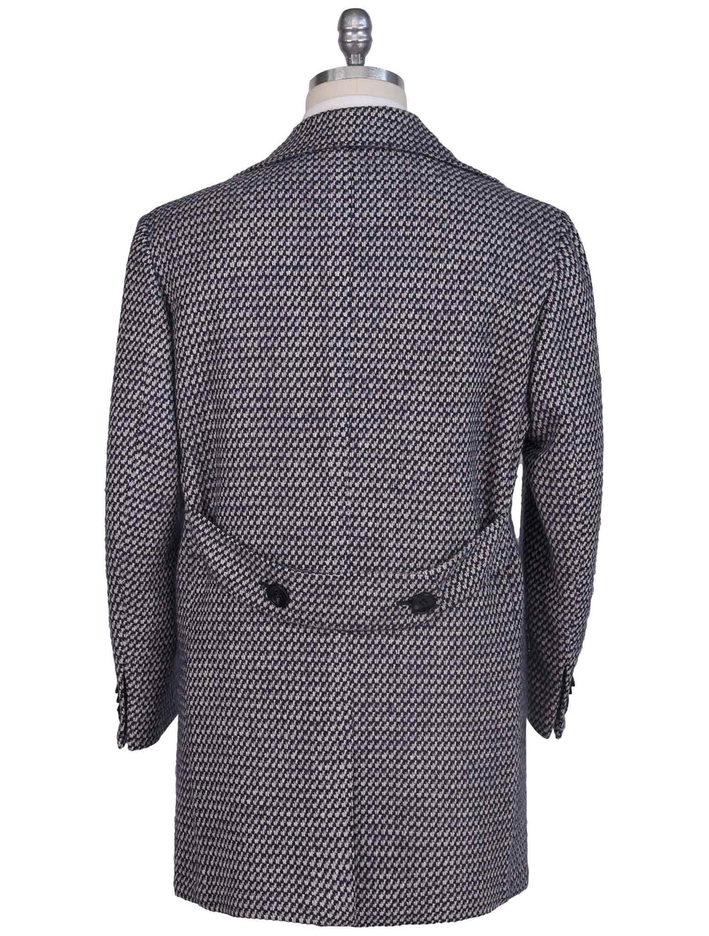 Kiton Blue White Virgin Wool Silk Overcoat - view 5