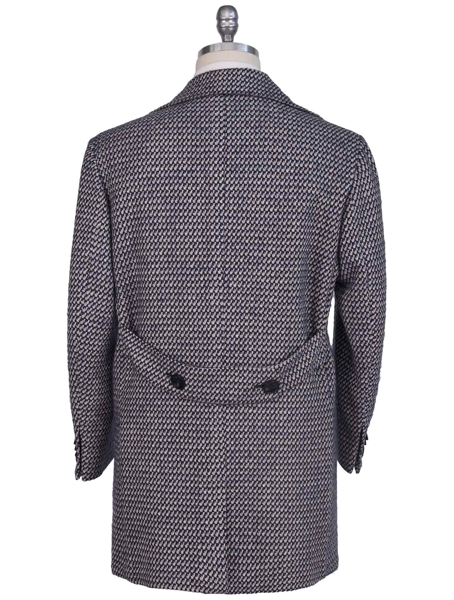 Kiton Blue White Virgin Wool Silk Overcoat - view 5