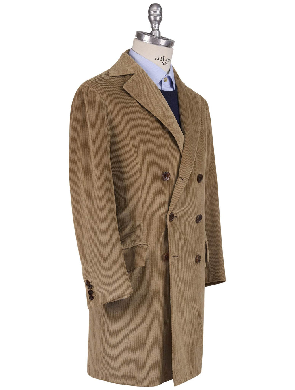 Kiton Beige Cotton Cashmere Ea  Velvet Double Breasted Overcoat - view 2
