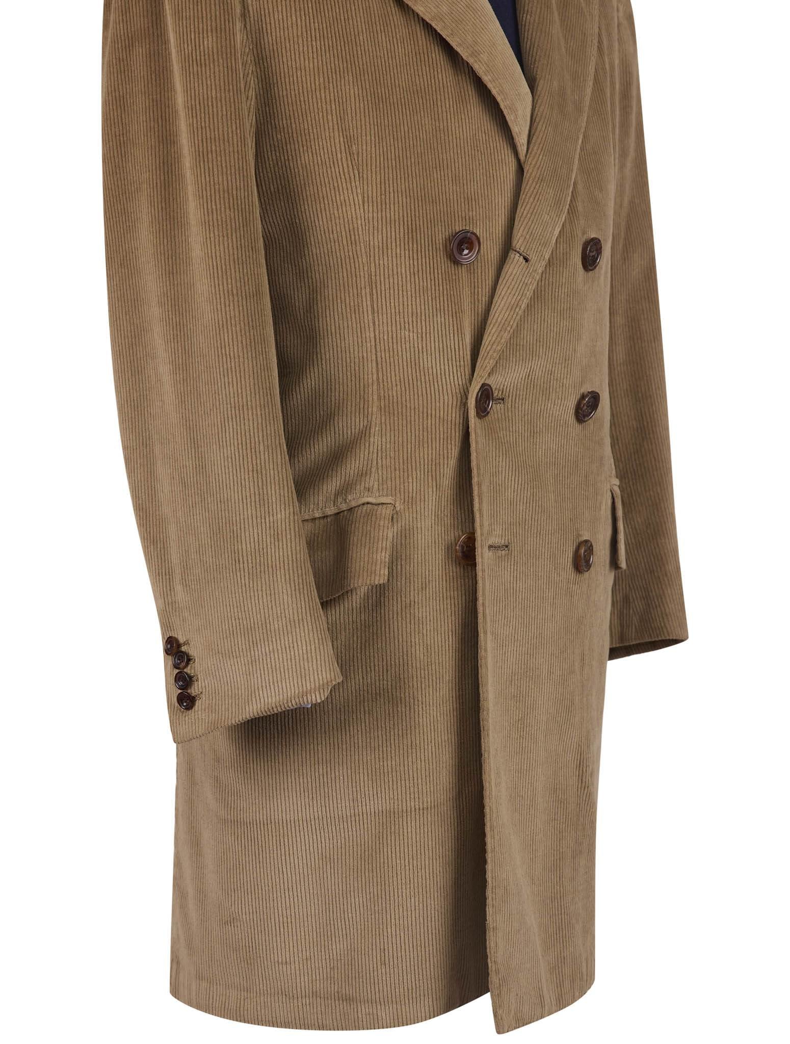 Kiton Beige Cotton Cashmere Ea  Velvet Double Breasted Overcoat - view 4