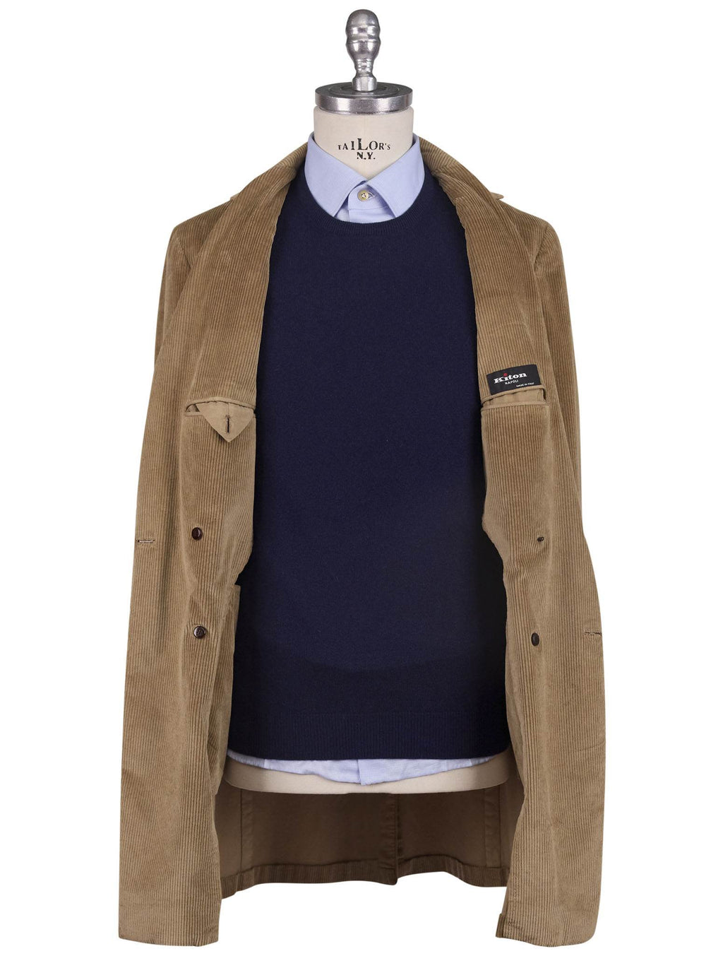 Kiton Beige Cotton Cashmere Ea  Velvet Double Breasted Overcoat - view 3