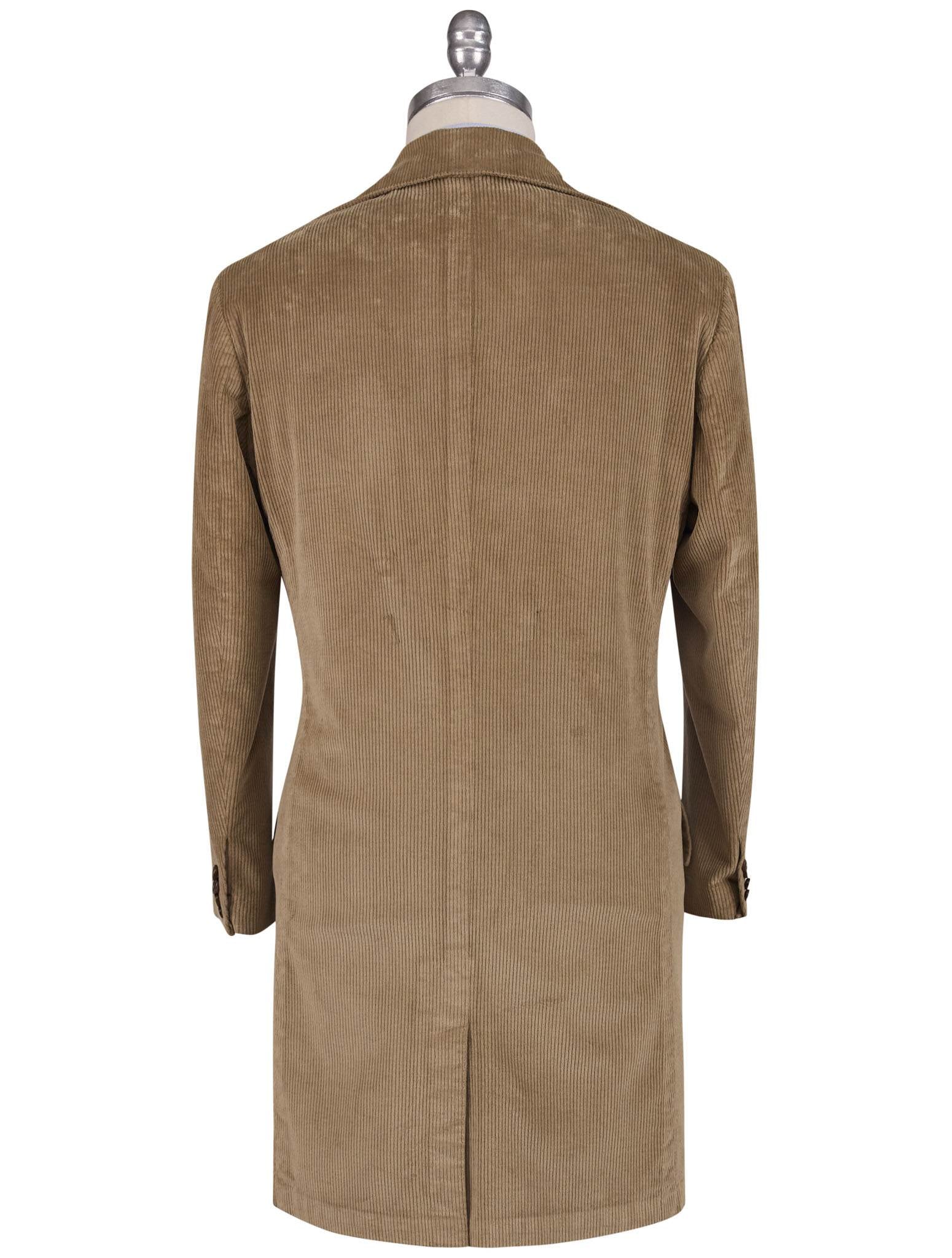 Kiton Beige Cotton Cashmere Ea  Velvet Double Breasted Overcoat - view 5