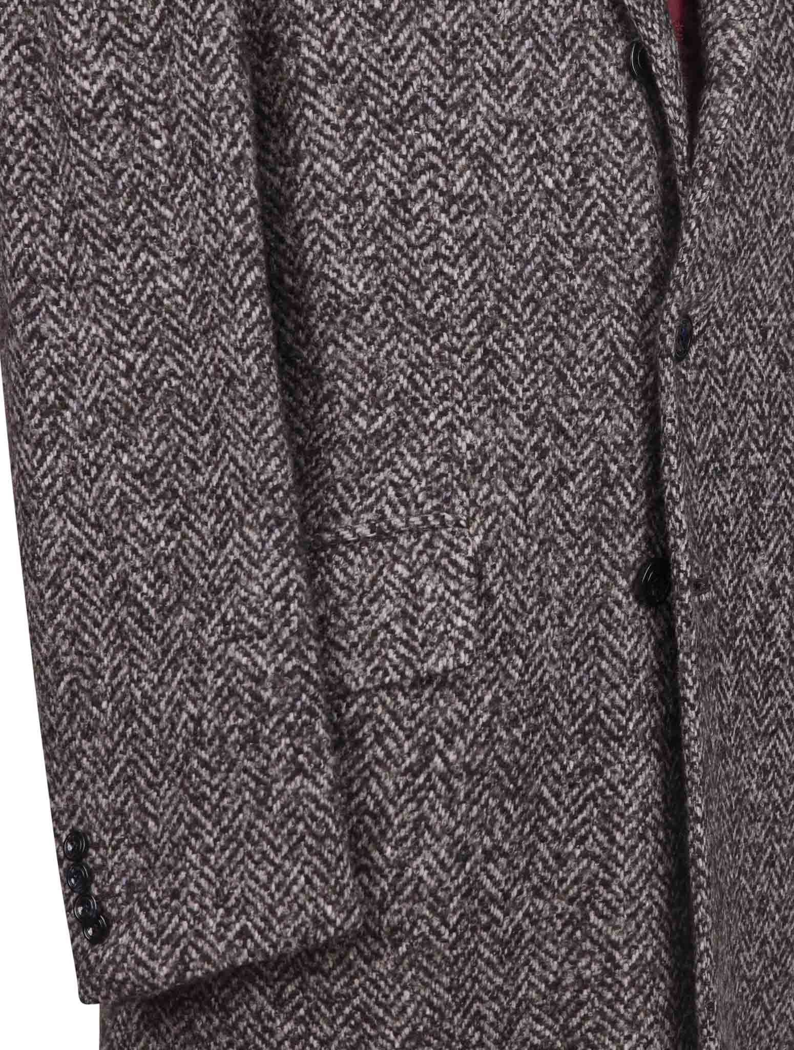 Kiton Gray Virgin Wool Cashmere Silk Overcoat Gray / White - view 3