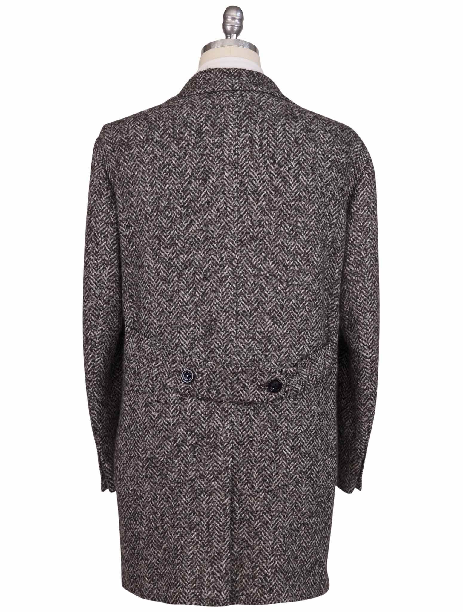 Kiton Gray Virgin Wool Cashmere Silk Overcoat Gray / White - view 6