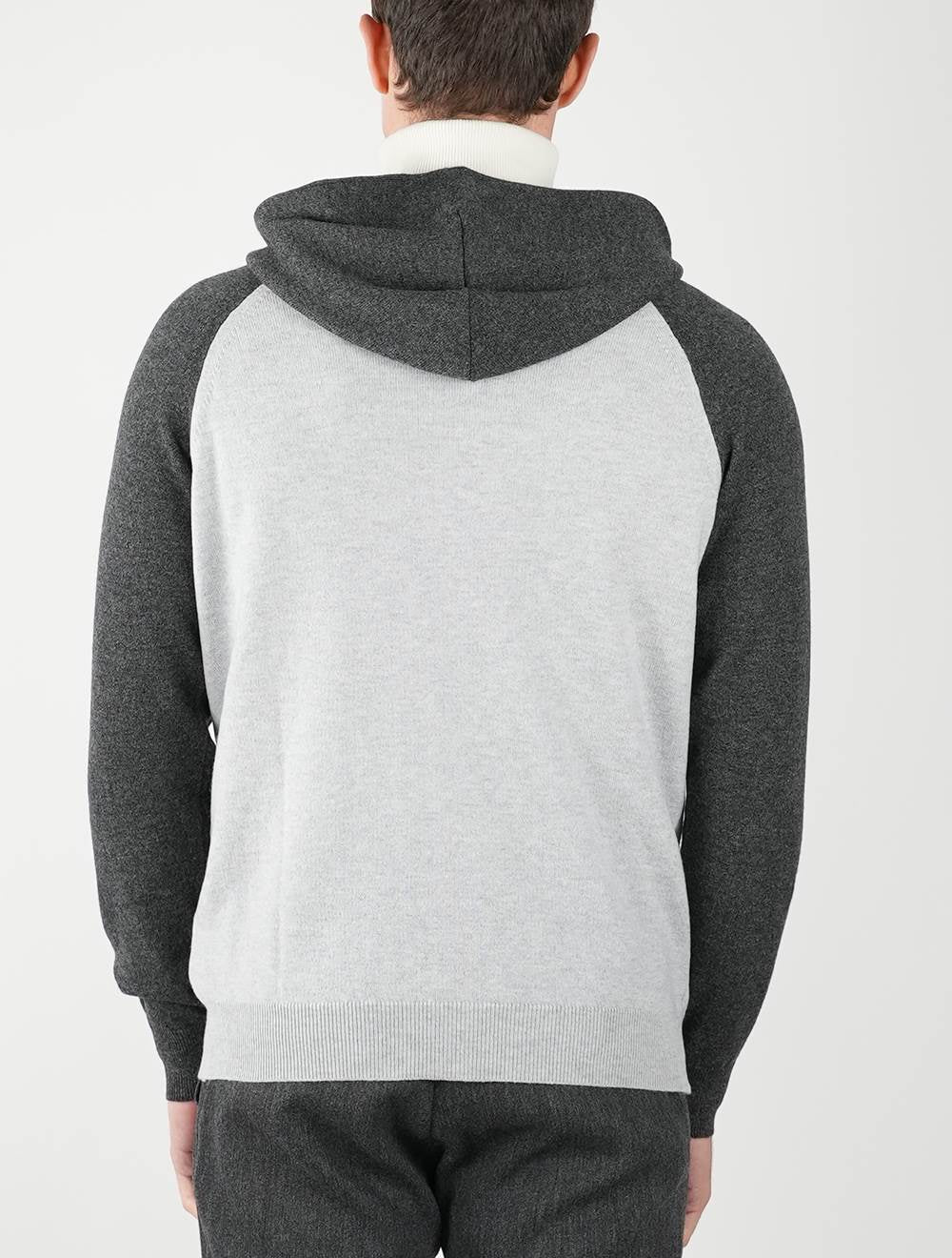 Kiton Light Gray Dark Gray Cashmere Hoody Full Zip - view 15