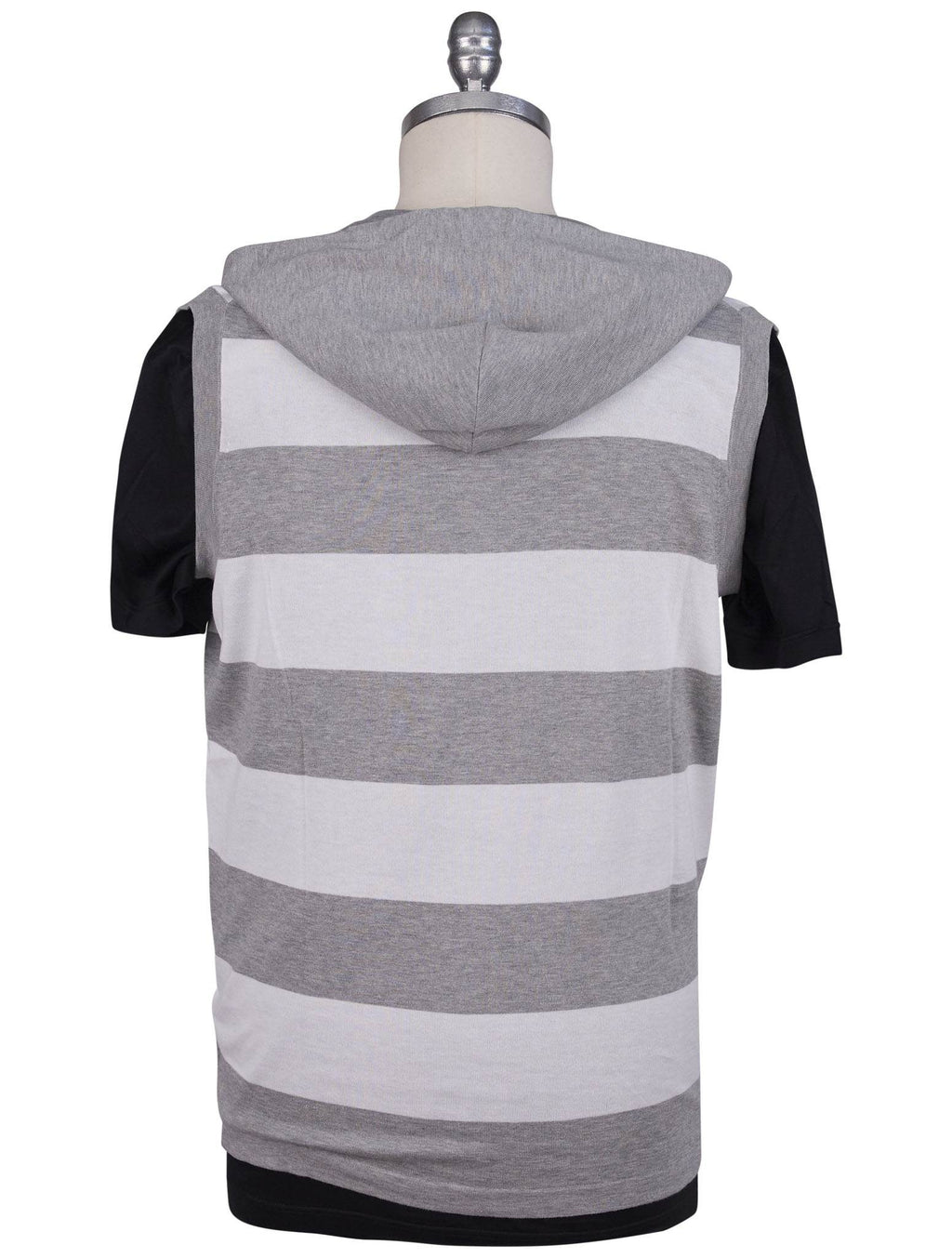 Kiton Gray White Cotton Sweater Gilet Full Zip - view 3