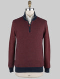 Kiton Blue Red Cashmere Sweater Half Zip