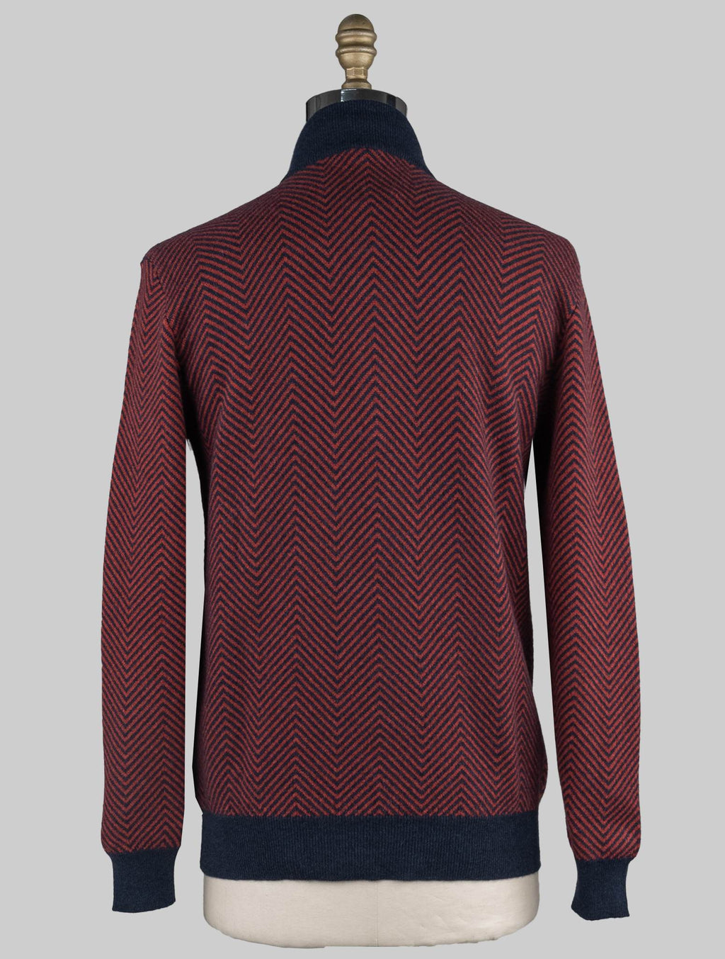 Kiton Blue Red Cashmere Sweater Half Zip - view 3