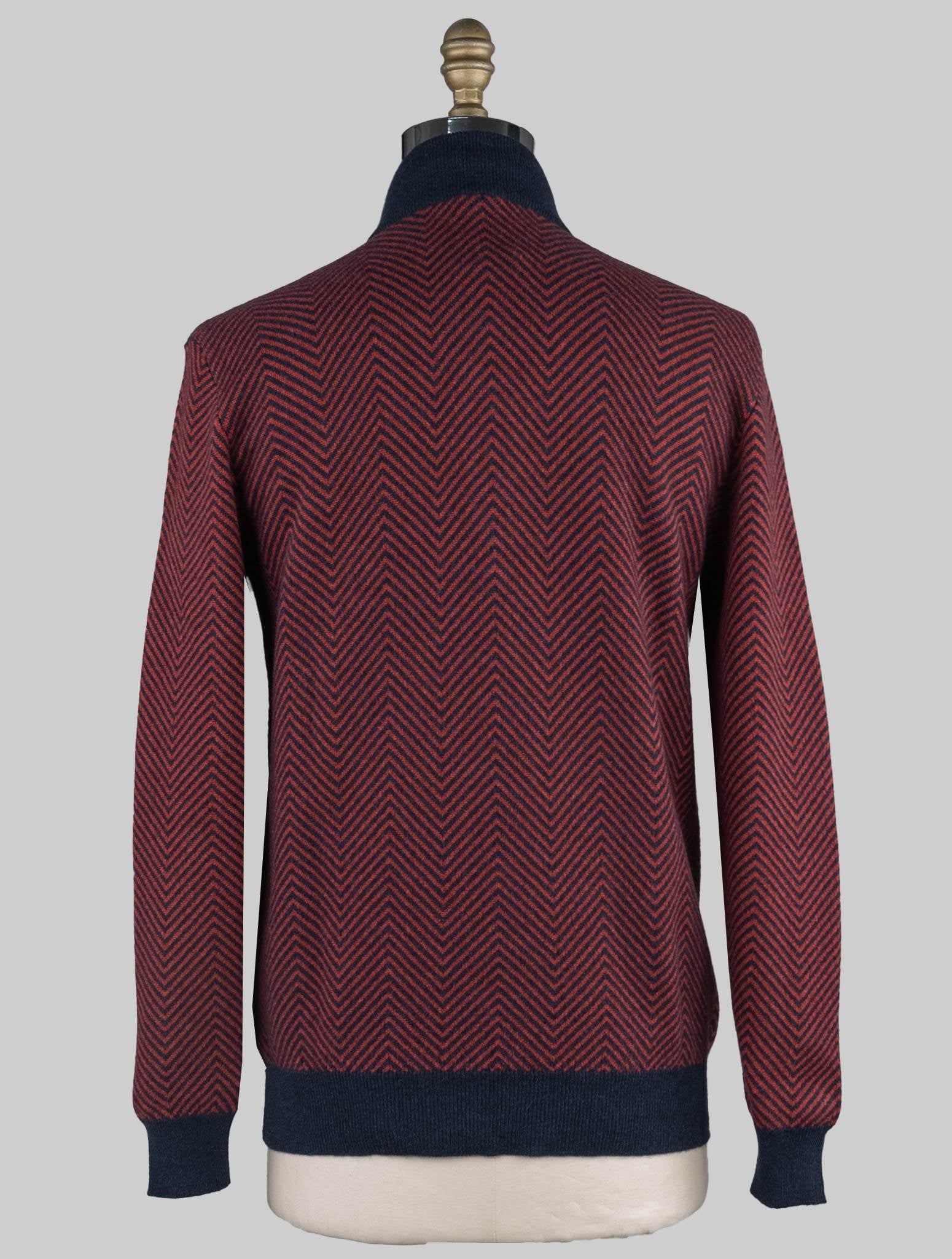 Kiton Blue Red Cashmere Sweater Half Zip - view 3