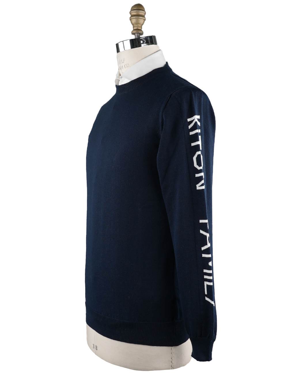 Kiton Blue Cotton Sweater Crewneck - view 3
