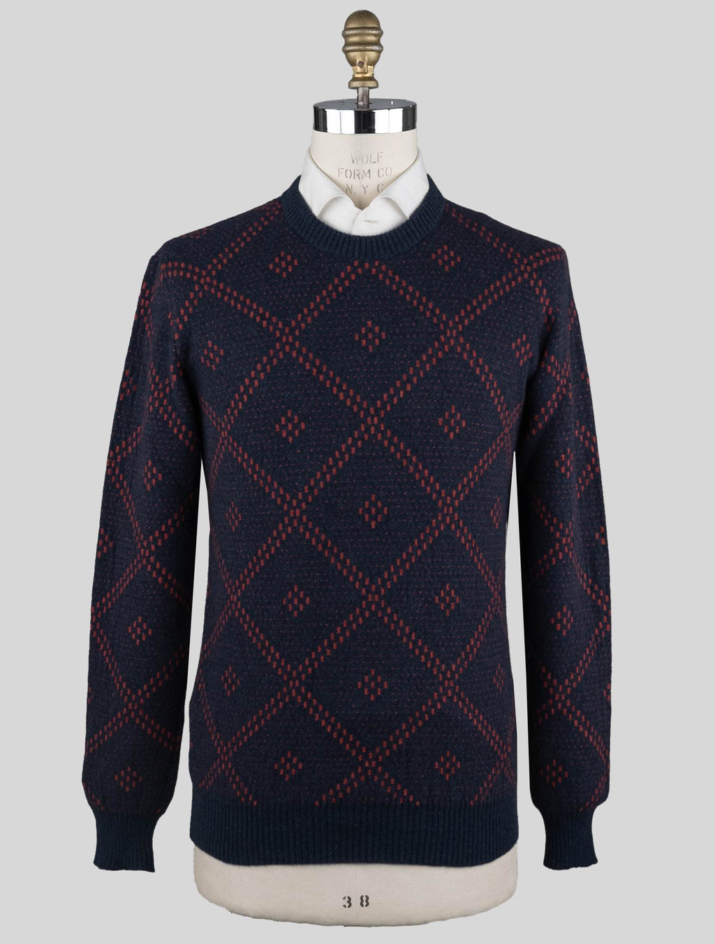 Kiton Blue Red Cashmere Sweater Crewneck