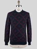 Kiton Blue Red Cashmere Sweater Crewneck