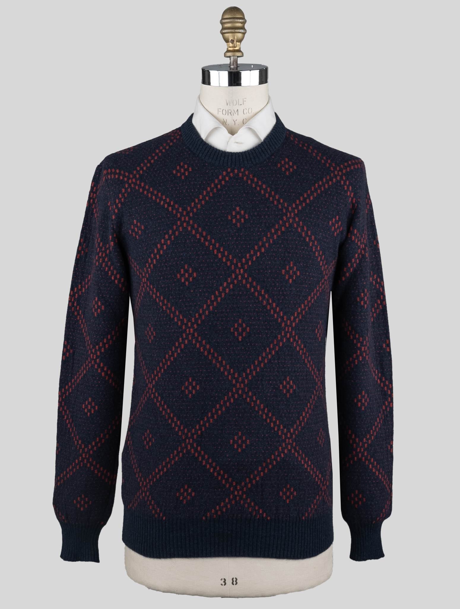 Kiton Blue Red Cashmere Sweater Crewneck