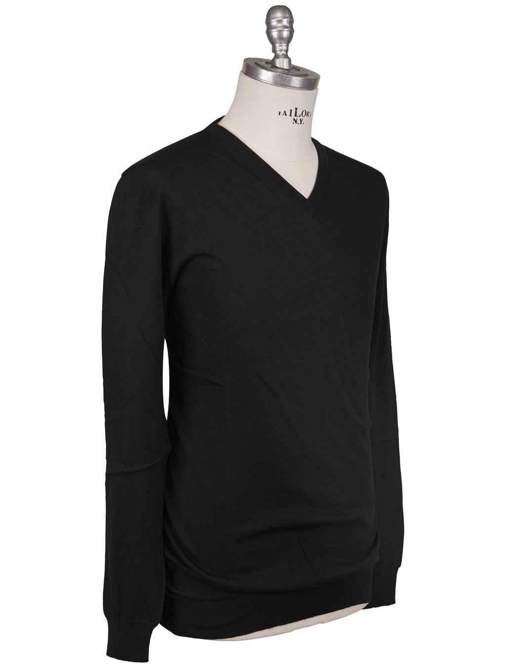 Kiton Icon Black Cotton Sweater V-Neck - view 2
