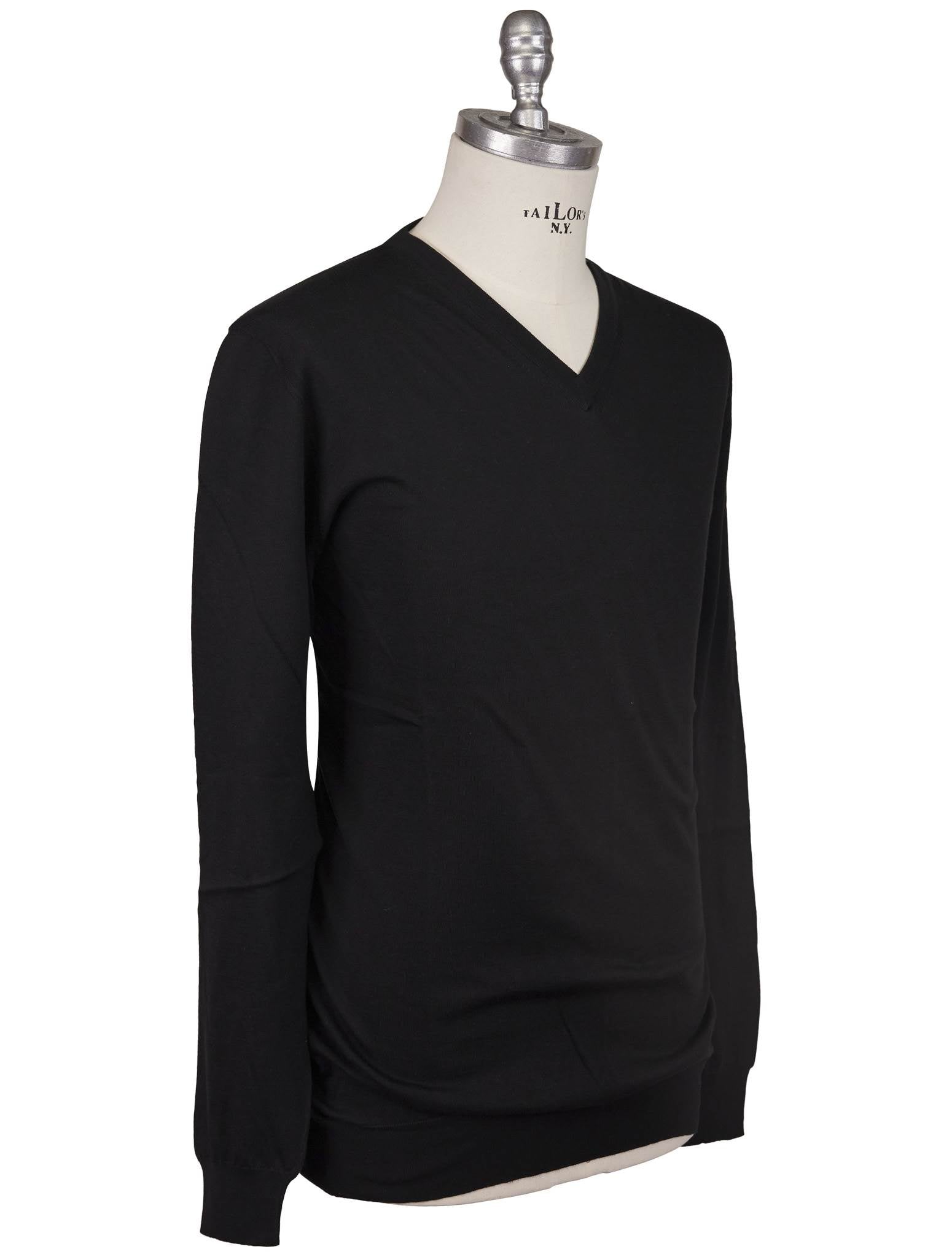 Kiton Icon Black Cotton Sweater V-Neck - view 2
