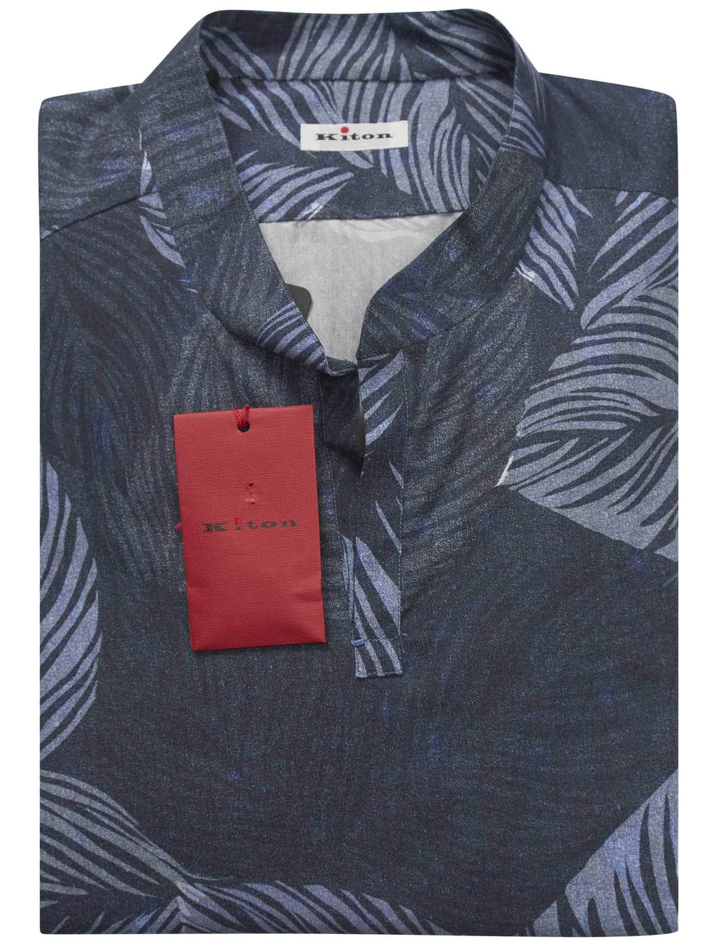 Kiton Blue Cotton Korean Shirt Blue