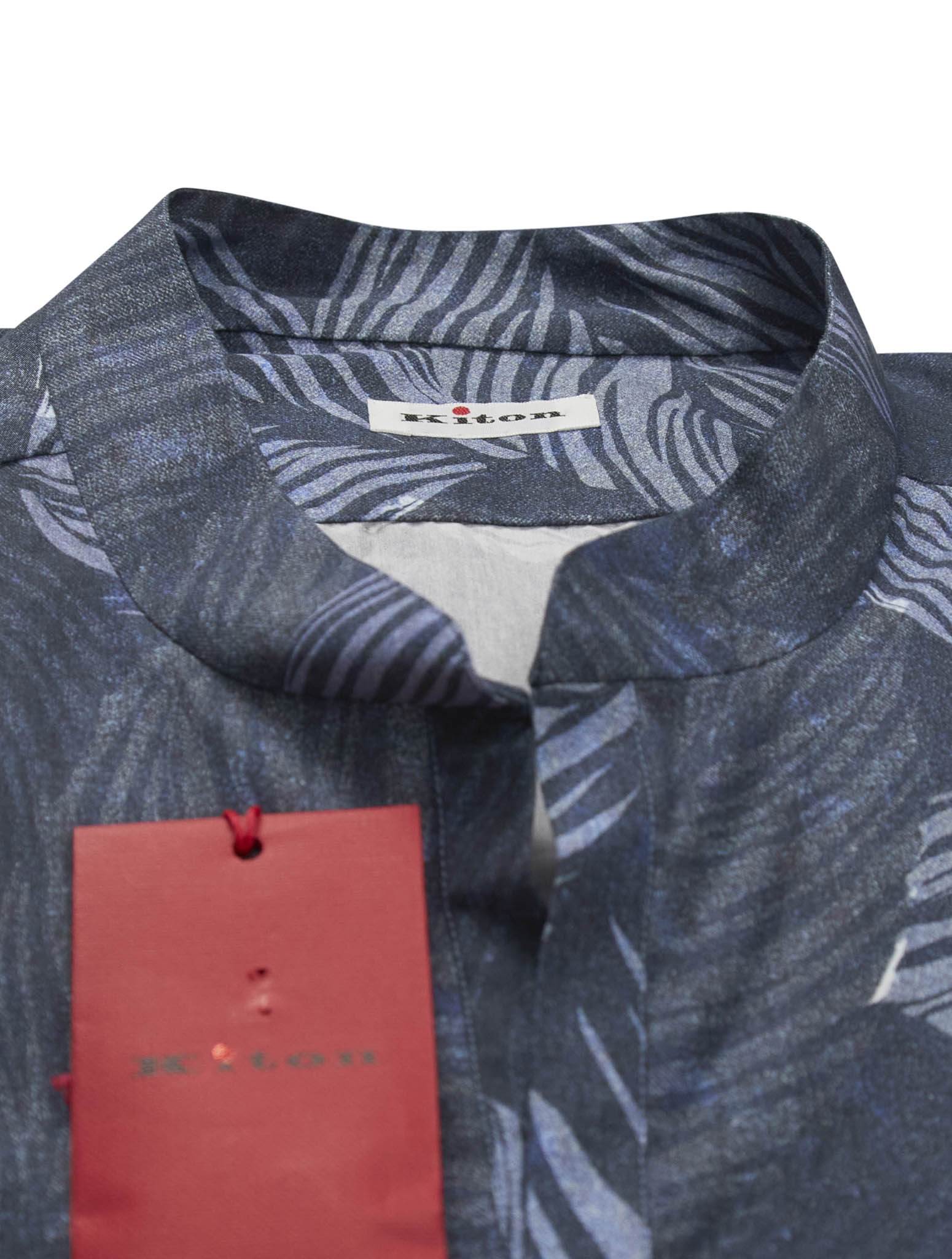 Kiton Blue Cotton Korean Shirt Blue - view 2