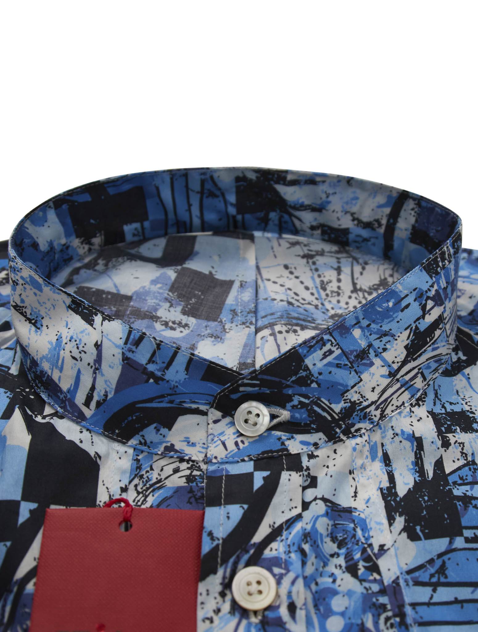 Kiton Blue Cotton Korean Shirt Blue - view 2