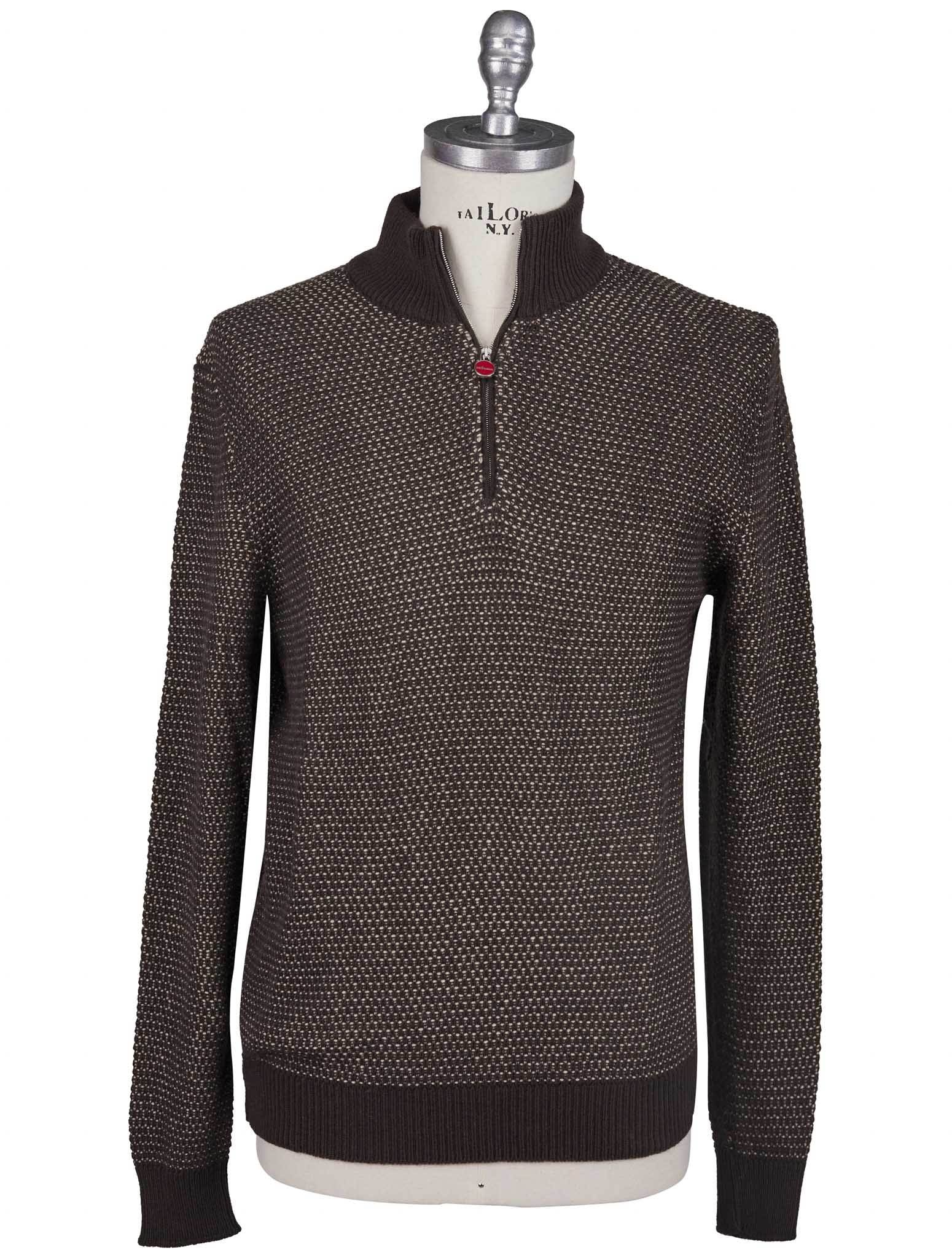 Kiton Brown 100% Vicuna Sweater Half Zip