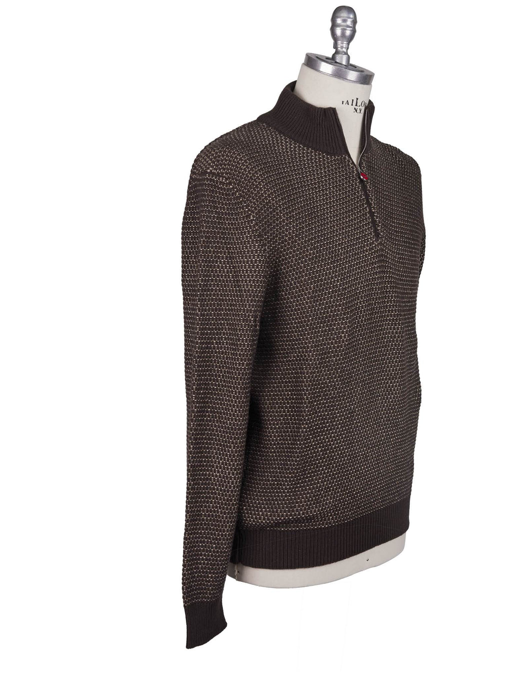 Kiton Brown 100% Vicuna Sweater Half Zip - view 2