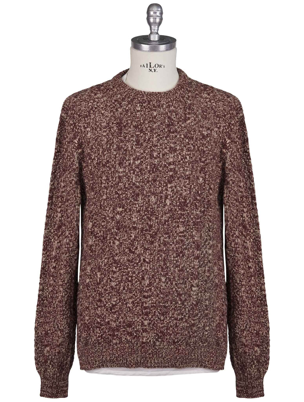 Kiton Burgundy Beige Vicuna Sweater Crewneck - view 3
