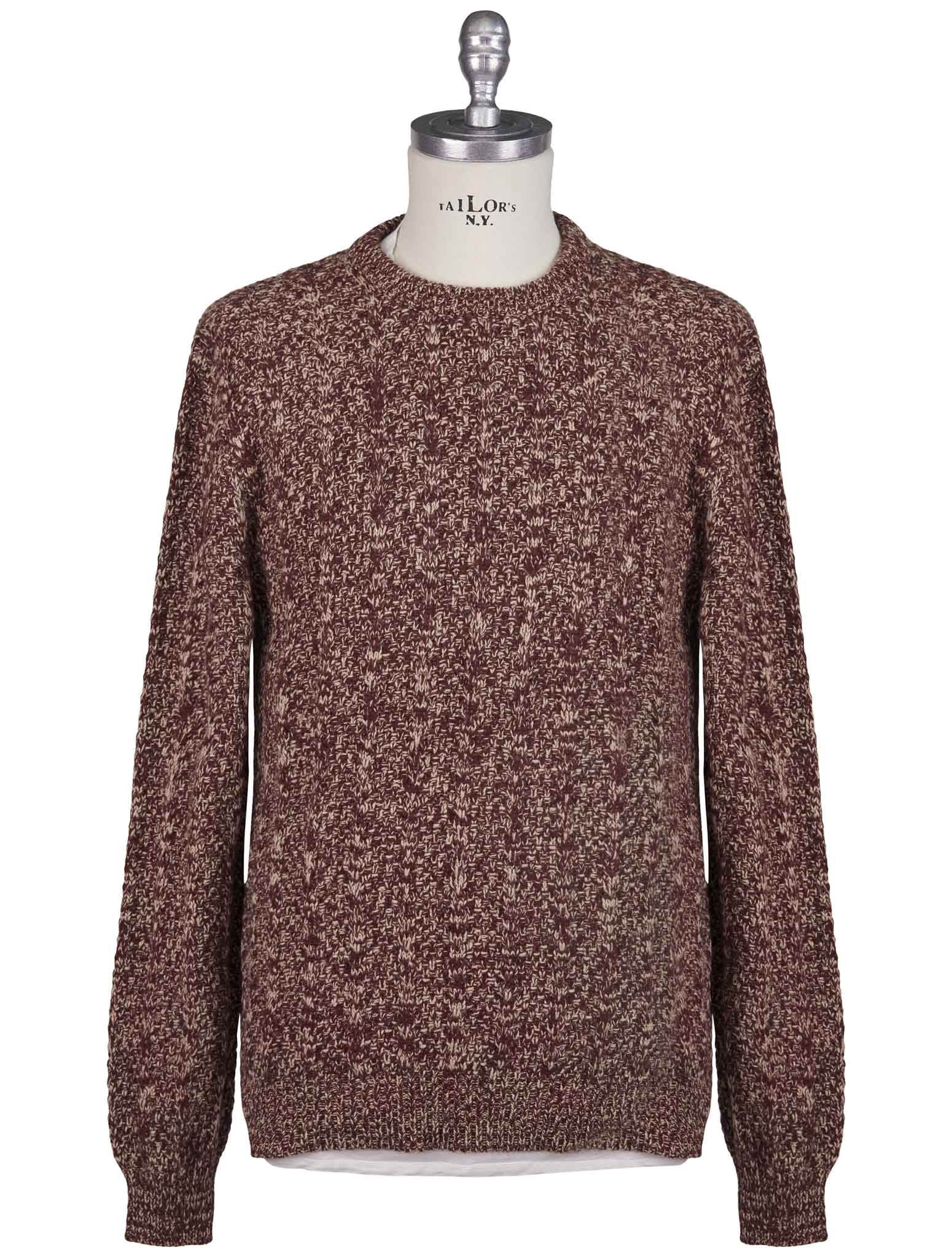 Kiton Burgundy Beige Vicuna Sweater Crewneck - view 3